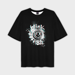 Мужская футболка oversize 3D Blink-182 glitch