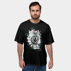 Мужская футболка oversize 3D Blink-182 glitch - фото 2