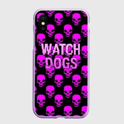 Чехол для iPhone XS Max матовый Watch dogs neon skull