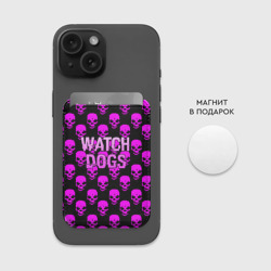 Картхолдер Magsafe магнитный Watch dogs neon skull - фото 2