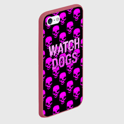 Чехол для iPhone 5/5S матовый Watch dogs neon skull - фото 2