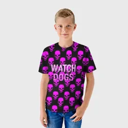 Детская футболка 3D Watch dogs neon skull - фото 2