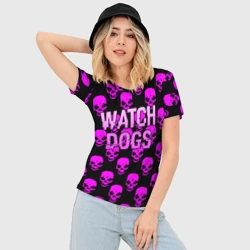 Женская футболка 3D Slim Watch dogs neon skull - фото 2
