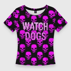 Женская футболка 3D Slim Watch dogs neon skull