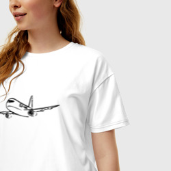 Женская футболка хлопок Oversize Суперджет-100 черный - фото 2