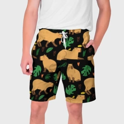 Мужские шорты 3D Капибары и папоротники