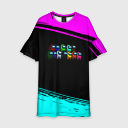 Детское платье 3D Among us neon colors