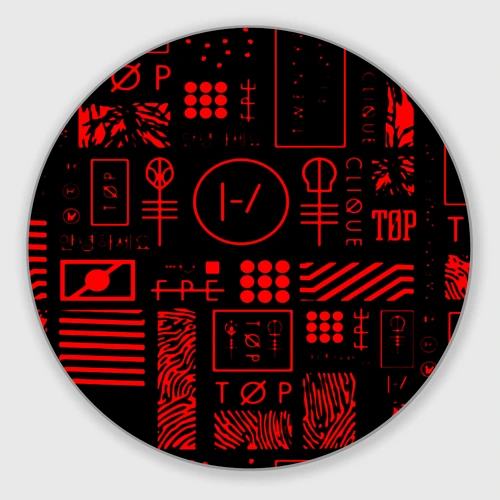 Круглый коврик для мышки Twenty one pilots pattern rock