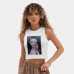 Женская укороченная майка-топ хлопок Клинок, рассекающий демонов Нэдзуко Камадо - фото 2