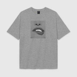 Женская футболка Oversize хлопок texturе Сексуальные женские губы