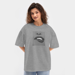 Женская футболка Oversize хлопок texturе Сексуальные женские губы - фото 2