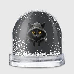 Игрушка Снежный шар Кот-хакер в капюшоне