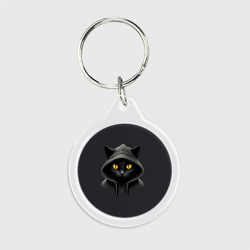 Брелок круглый Кот-хакер в капюшоне