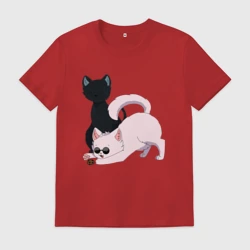 Мужская футболка хлопок Магическая битва Сатору Годзё Сугуру Гэто коты