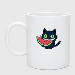 Кружка керамическая Чеширский кот с арбузом