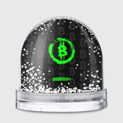 Игрушка Снежный шар Биткоин - салатовый неон