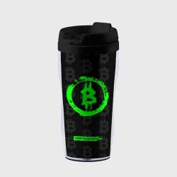 Термокружка-непроливайка Биткоин - салатовый неон
