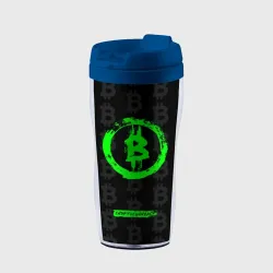 Термокружка-непроливайка Биткоин - салатовый неон