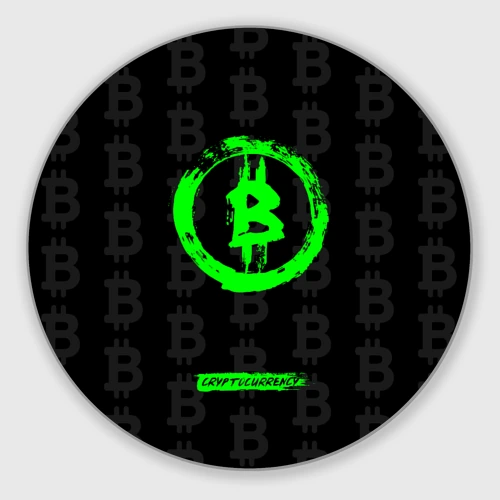 Круглый коврик для мышки Биткоин - салатовый неон