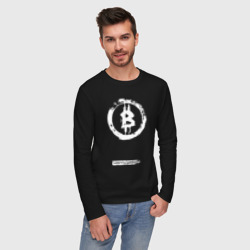 Мужской лонгслив хлопок Биткоин белый - криптовалюта - фото 2