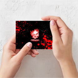 Открытка с принтом Samurai flame logo для любого человека, вид спереди №2. Цвет основы: белый