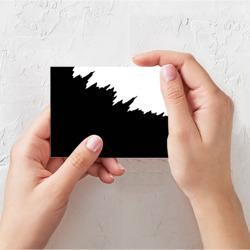Открытка с принтом Просто краска черно белая для любого человека, вид спереди №2. Цвет основы: белый