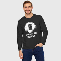 Мужской лонгслив oversize хлопок Хочу верить в тардис - фото 2