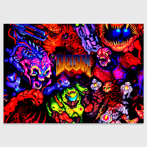 Поздравительная открытка с принтом Doom game demons oldskhool, вид спереди №1