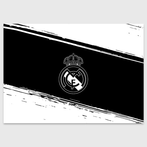 Поздравительная открытка с принтом Реал мадрид белое лого, вид спереди №1