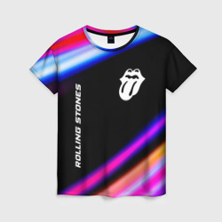 Женская футболка 3D Rolling Stones neon rock lights