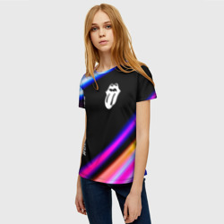 Женская футболка 3D Rolling Stones neon rock lights - фото 2