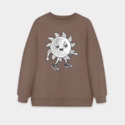 Женский свитшот oversize без начеса хлопок Солнечный человечек