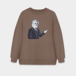 Женский свитшот oversize без начеса хлопок Человек скворечник