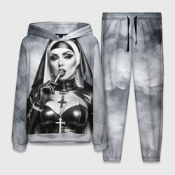 Женский костюм с толстовкой 3D Пошлая монахиня с чупа чупсом