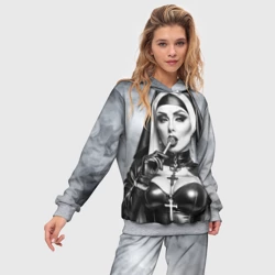 Женский костюм с толстовкой 3D Пошлая монахиня с чупа чупсом - фото 2