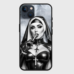 Чехол для iPhone 14 Пошлая монахиня с чупа чупсом