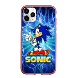 Чехол для iPhone 11 Pro Max матовый Соник синий еж