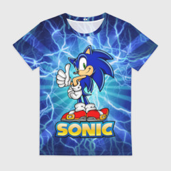 Женская футболка 3D Соник синий еж