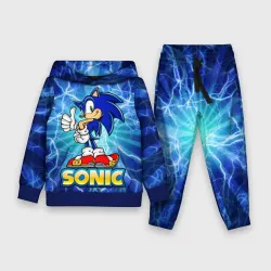 Детский костюм с толстовкой 3D Соник синий еж