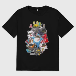 Женская футболка хлопок Oversize Кролики из Zenless zone zero