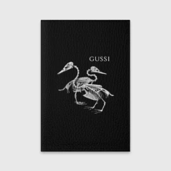 Обложка для паспорта матовая кожа Gussi - two skeletons of a goose