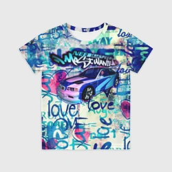 Детская футболка 3D NFS Most Wanted graffitti