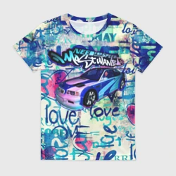 Женская футболка 3D NFS Most Wanted graffitti