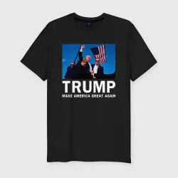 Мужская футболка хлопок Slim Дональд Трамп