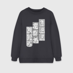 Женский свитшот oversize без начеса хлопок Dungeon Meshi - Marcille cute collage