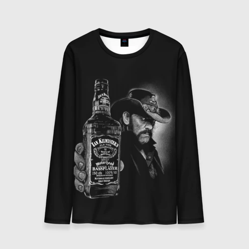 Мужской лонгслив 3D Motorhead - Ian Kilmister whiskey 