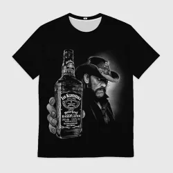 Мужская футболка 3D Motorhead - Ian Kilmister whiskey 