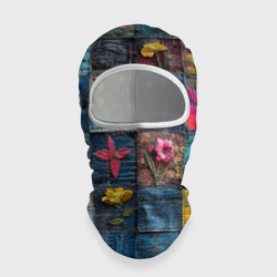 Балаклава 3D Цветочки на пэчворк дениме