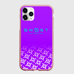 Чехол для iPhone 11 Pro Max матовый Ghost of Tsushima neon samurai