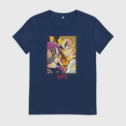 Женская футболка хлопок Клинок рассекающий демонов битва Ренгоку и Акадза